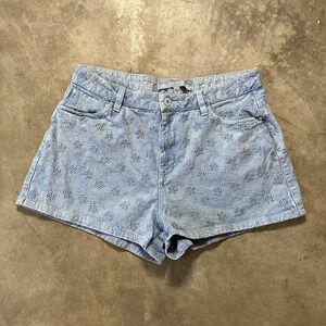 Guess Claudia Eyelet Shorts Womens Size‎ 29 Blue High Rise Cotton Blend